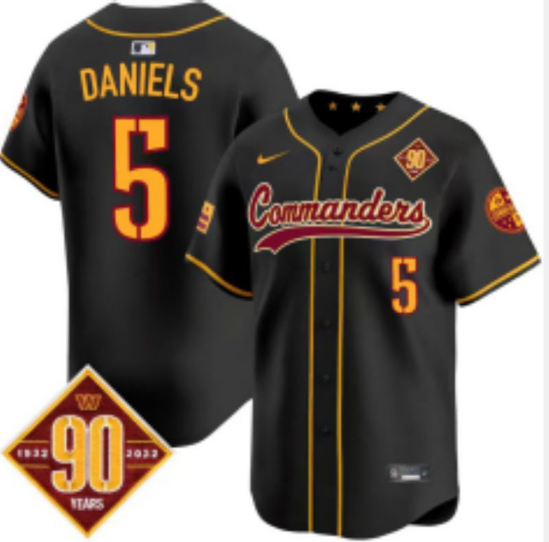 Men 2025 Nike Washington Commanders #5 Daniels Black 3th generation Joint Name Limited NFL Jersey 002->washington commanders->NFL Jersey